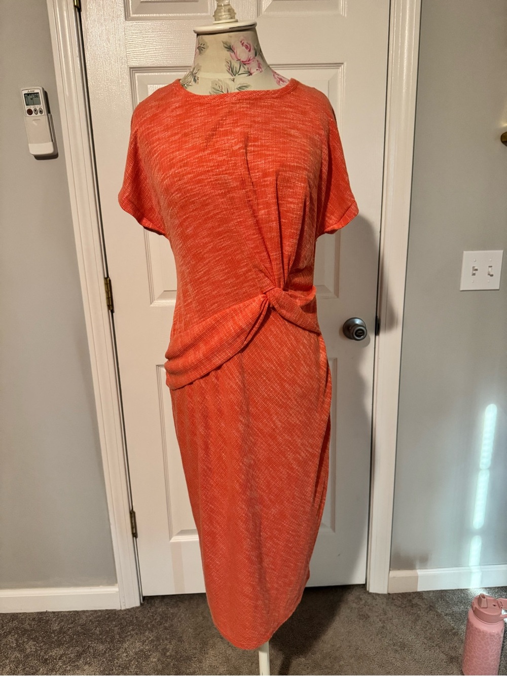 Jones New York Orange Knot-Front Midi Dress NWT